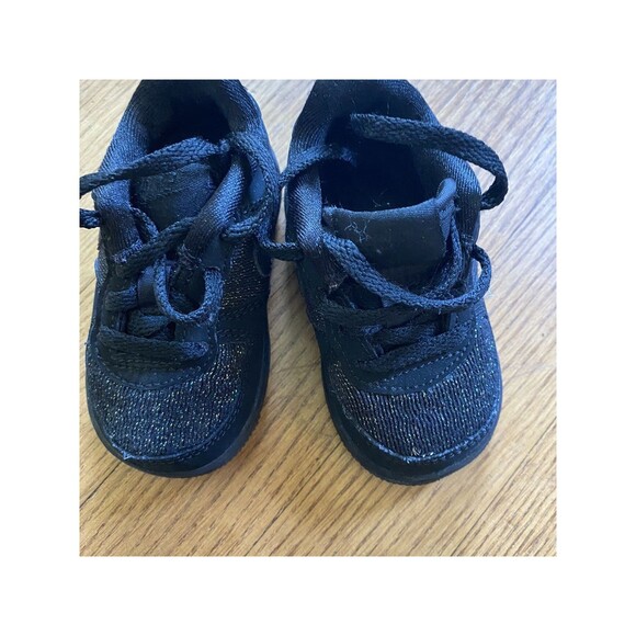 NIKE Toddler Baby AIR FORCE 1 Girls SNEAKERS BLACK Sparkle Glitter Size 3.5C - Picture 2 of 7